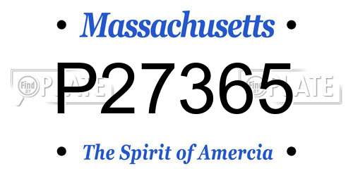 P27365 Massachusetts License Plate