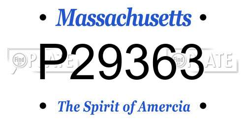P29363 Massachusetts License Plate