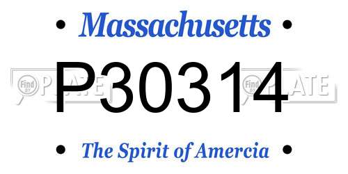 P30314 Massachusetts License Plate