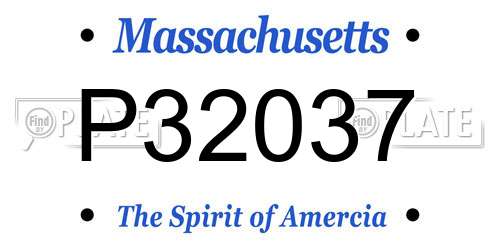 P32037 Massachusetts License Plate