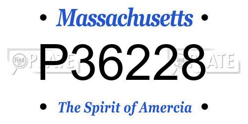 P36228 Massachusetts License Plate