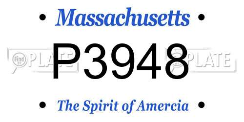 P3948 Massachusetts License Plate