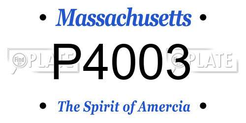 P4003 Massachusetts License Plate