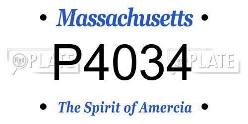 P4034 Massachusetts License Plate