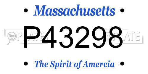 P43298 Massachusetts License Plate