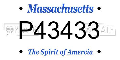 P43433 Massachusetts License Plate