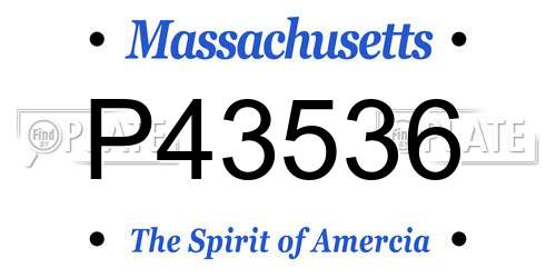 P43536 Massachusetts License Plate