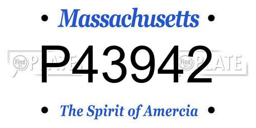 P43942 Massachusetts License Plate