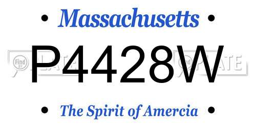 P4428W Massachusetts License Plate