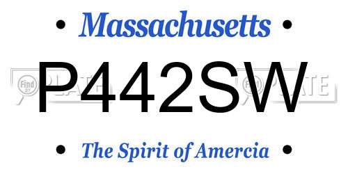 P442SW Massachusetts License Plate
