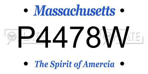 P4478W Massachusetts License Plate