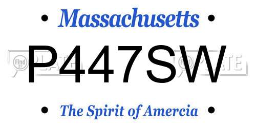 P447SW Massachusetts License Plate