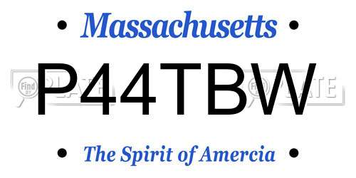 P44TBW Massachusetts License Plate