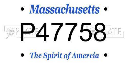 P47758 Massachusetts License Plate