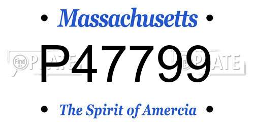 P47799 Massachusetts License Plate