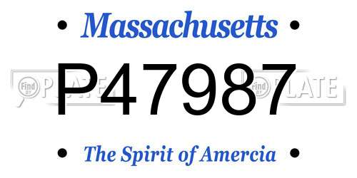 P47987 Massachusetts License Plate