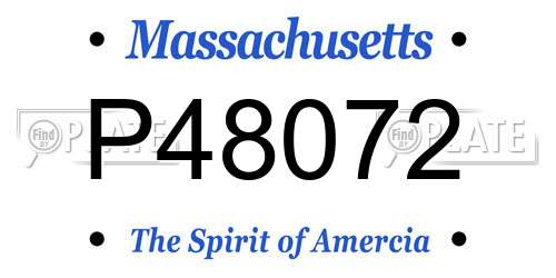 P48072 Massachusetts License Plate