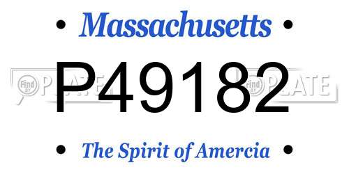 P49182 Massachusetts License Plate