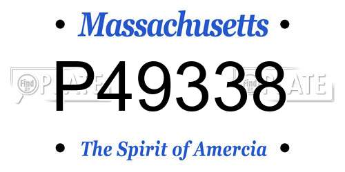 P49338 Massachusetts License Plate