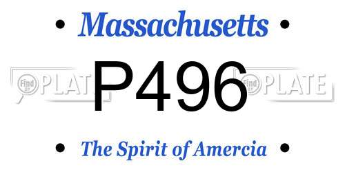 P496 Massachusetts License Plate