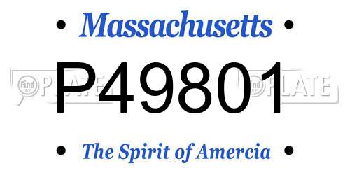 P49801 Massachusetts License Plate