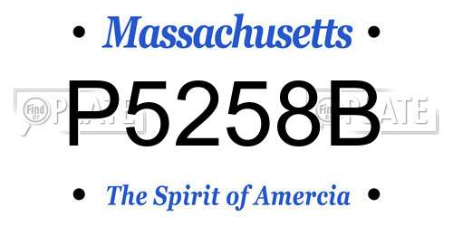 P5258B Massachusetts License Plate