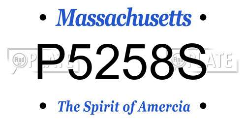 P5258S Massachusetts License Plate
