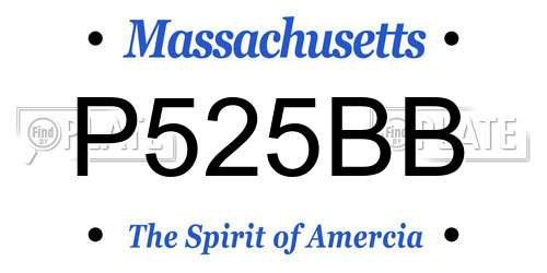 P525BB Massachusetts License Plate