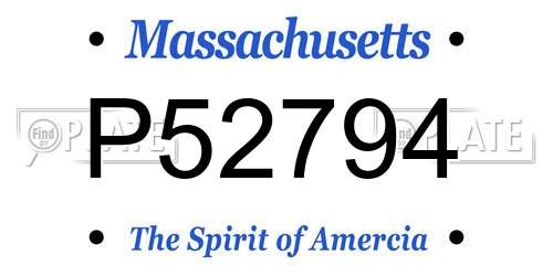 P52794 Massachusetts License Plate
