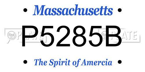 P5285B Massachusetts License Plate
