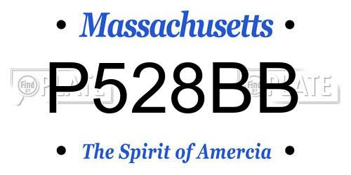 P528BB Massachusetts License Plate