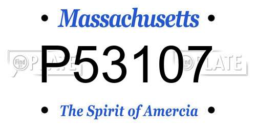 P53107 Massachusetts License Plate