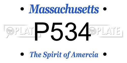 P534 Massachusetts License Plate