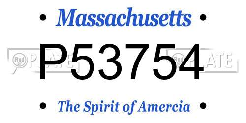 P53754 Massachusetts License Plate