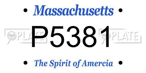 P5381 Massachusetts License Plate