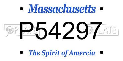 P54297 Massachusetts License Plate
