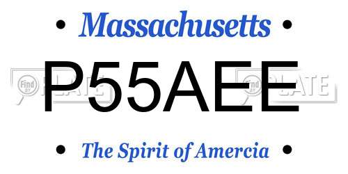 P55AEE Massachusetts License Plate