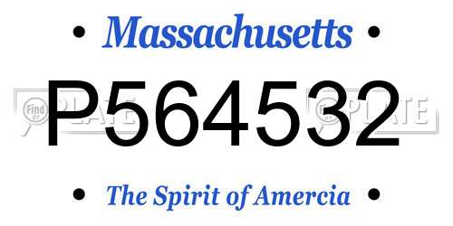P564532 Massachusetts License Plate