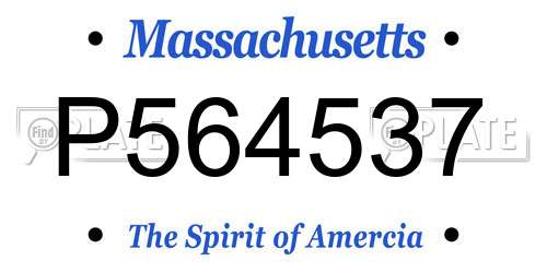 P564537 Massachusetts License Plate