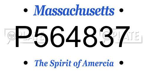 P564837 Massachusetts License Plate