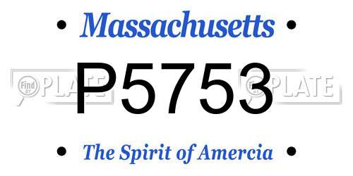 P5753 Massachusetts License Plate