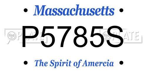 P5785S Massachusetts License Plate