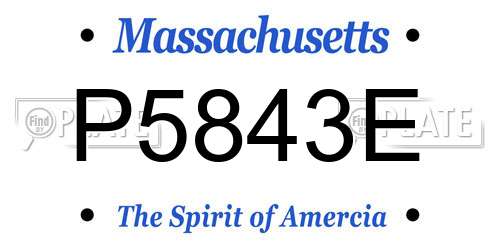 P5843E Massachusetts License Plate