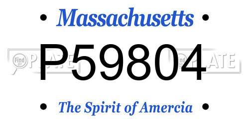 P59804 Massachusetts License Plate