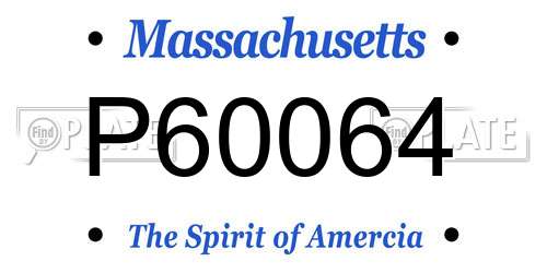 P60064 Massachusetts License Plate