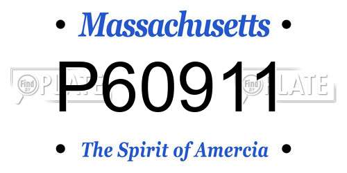 P60911 Massachusetts License Plate