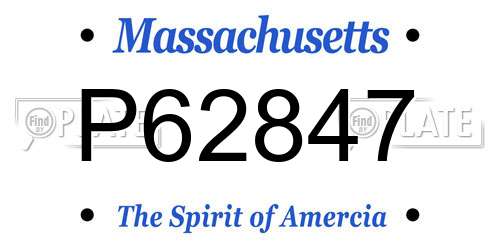 P62847 Massachusetts License Plate