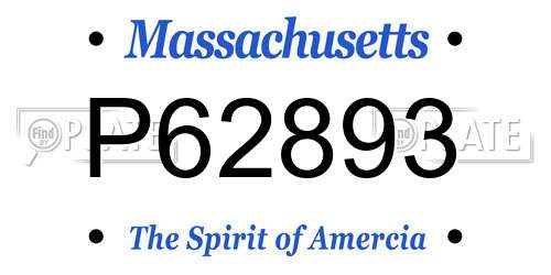 P62893 Massachusetts License Plate