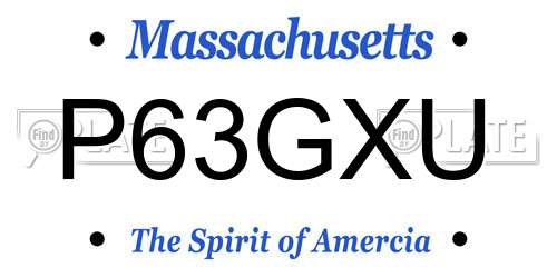 P63GXU Massachusetts License Plate