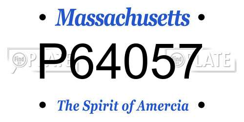 P64057 Massachusetts License Plate